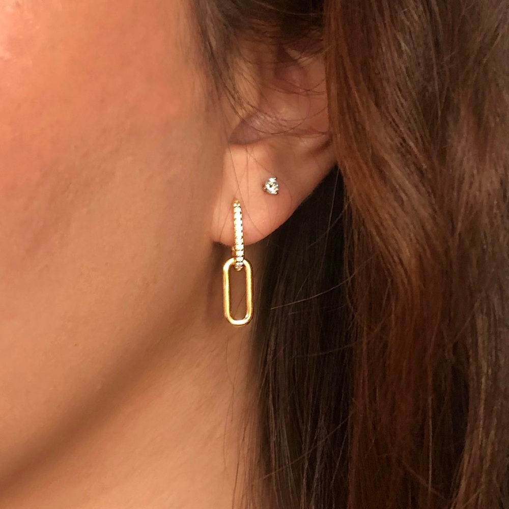 Chain Link Pave Earring Gold/Silver